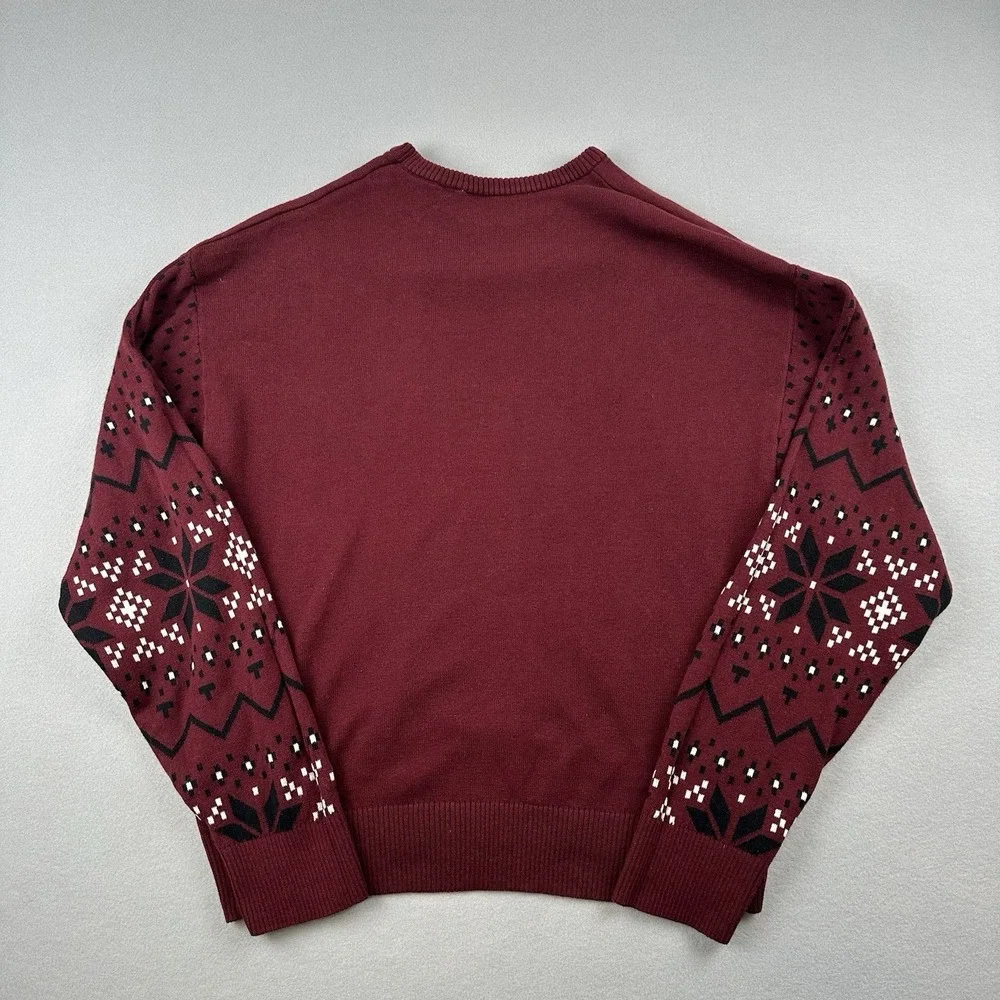 Disney 100 Starwars Round Neck Pullover Sweater Mens M Burgundy Cotton Blend